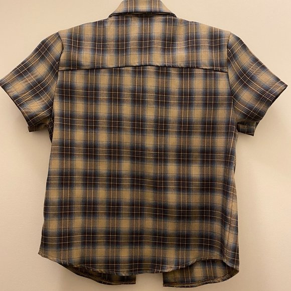>>> Y2K 90s Brown plaid campus style tops - Picture 2 of 2